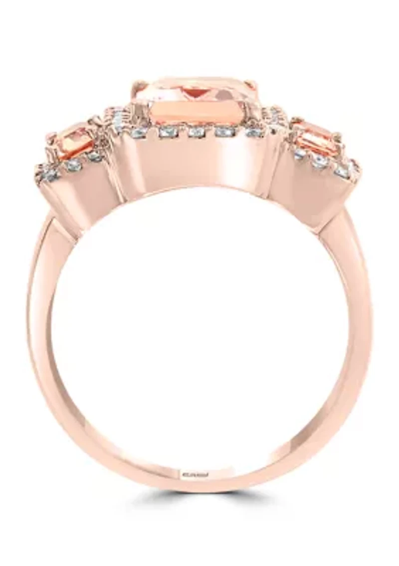 3/8 ct. t.w. Diamond and 2.42 ct. t.w. Morganite Ring in 14K Rose Gold