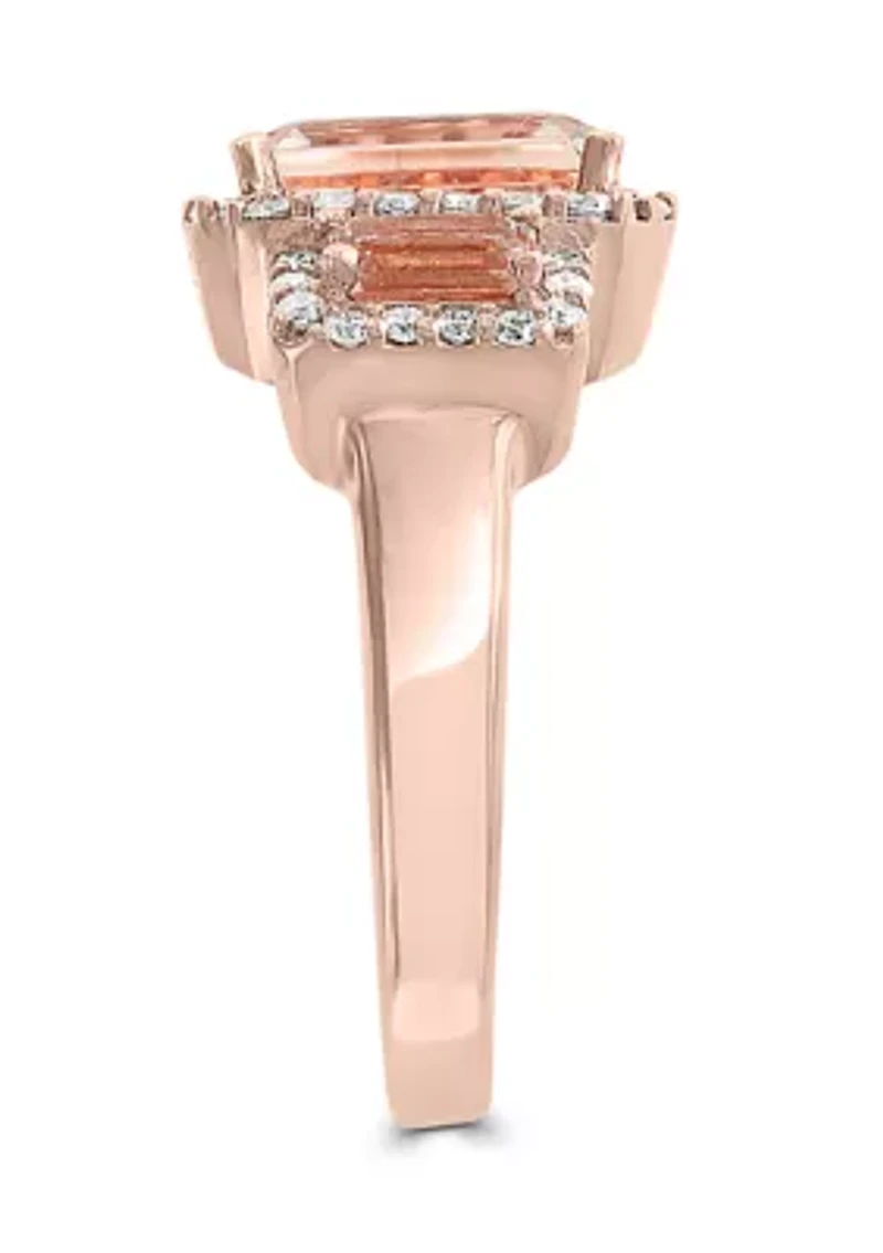 3/8 ct. t.w. Diamond and 2.42 ct. t.w. Morganite Ring in 14K Rose Gold
