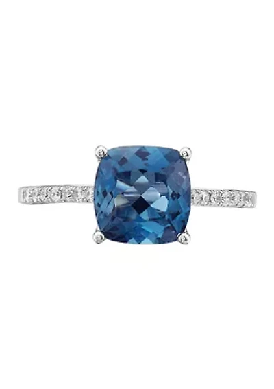 1/8 ct. t.w. Diamonds and 2.5 ct. t.w. London Blue Topaz Ring in 14k White Gold