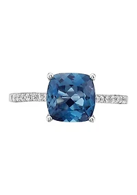 1/8 ct. t.w. Diamonds and 2.5 ct. t.w. London Blue Topaz Ring in 14k White Gold 
