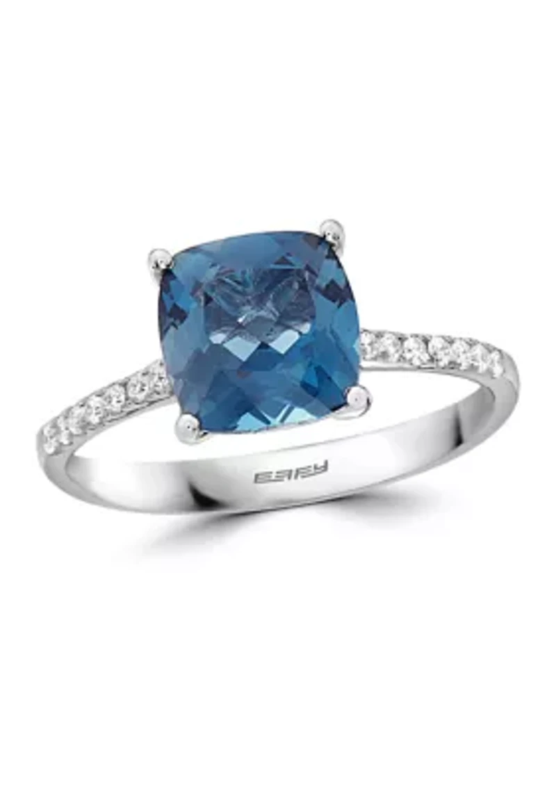 1/8 ct. t.w. Diamonds and 2.5 ct. t.w. London Blue Topaz Ring in 14k White Gold 