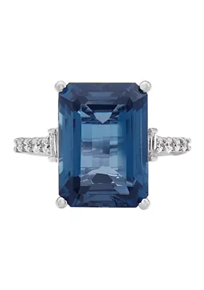1/ ct. t.w. Diamonds and ct. t.w. London Blue Topaz Ring in 14k White Gold