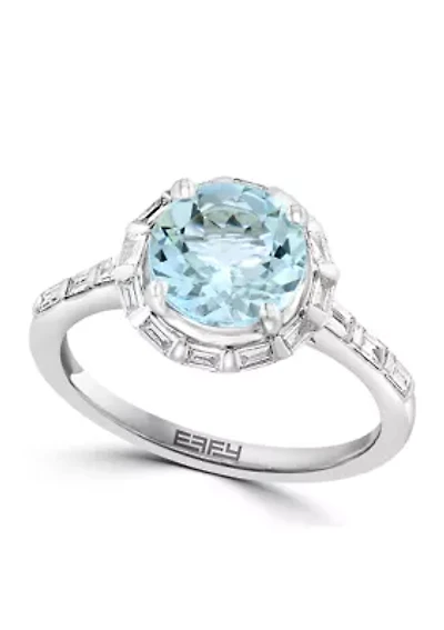  3/8 ct. t.w. Diamond and 1.85 ct. t.w. Aquamarine Ring in 14k White Gold Diamond