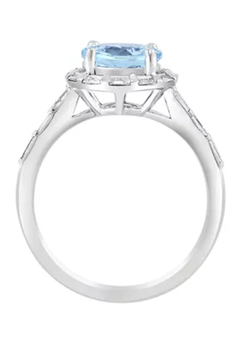  3/8 ct. t.w. Diamond and 1.85 ct. t.w. Aquamarine Ring in 14k White Gold Diamond