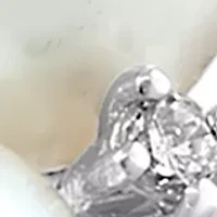 1/10 ct. t.w. Diamond and Freshwater Pearl Cluster Ring in 14K White Gold