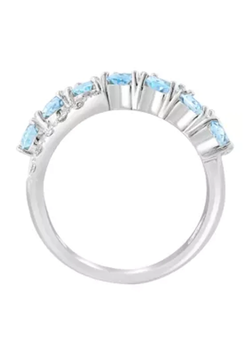 1/4 ct. t.w. Diamond, Aquamarine Ring in 14K White Gold