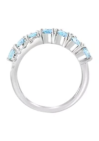 1/4 ct. t.w. Diamond, Aquamarine Ring in 14K White Gold