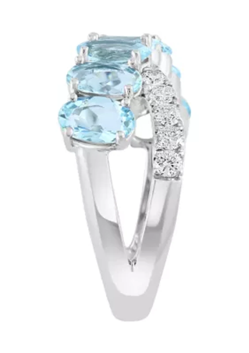 1/4 ct. t.w. Diamond, Aquamarine Ring in 14K White Gold
