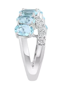 1/4 ct. t.w. Diamond, Aquamarine Ring in 14K White Gold