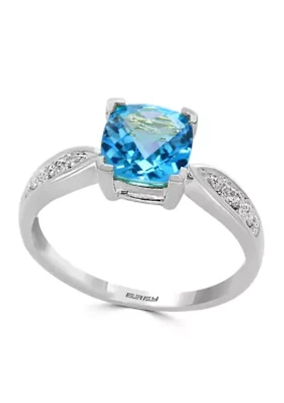 1/10 ct. t.w. Diamond and 1.2 ct. t.w. Aquamarine Ring in 14K White Gold