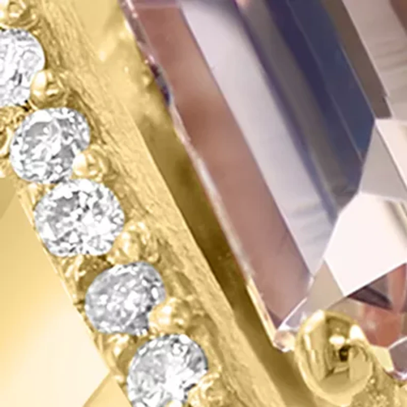 Diamond and Morganite Ring in 14K Yellow Gold