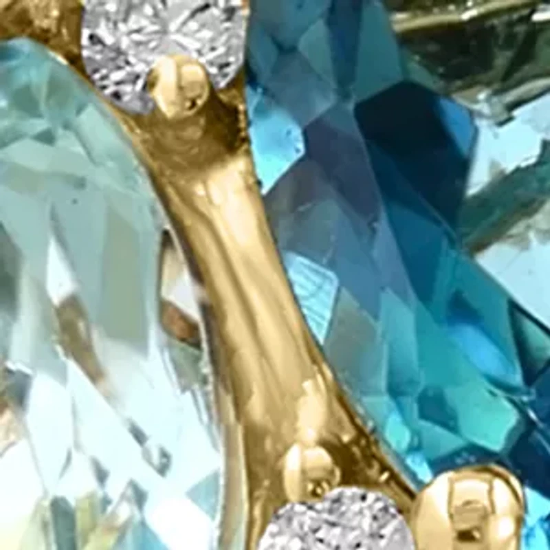 14K Yellow Gold Diamond London Blue Topaz Sky Blue Topaz Iolite Apatite Ring