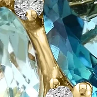 14K Yellow Gold Diamond London Blue Topaz Sky Blue Topaz Iolite Apatite Ring