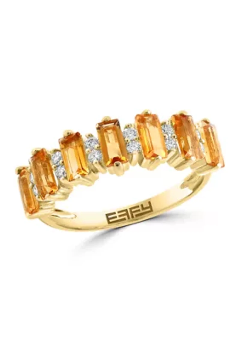 14K Yellow Gold Diamond Citrine Ring