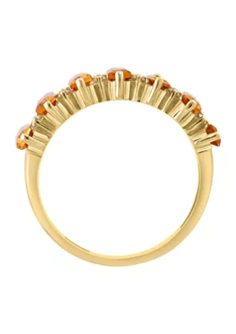 14K Yellow Gold Diamond Citrine Ring