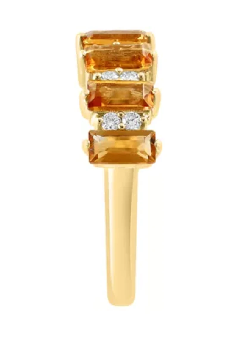14K Yellow Gold Diamond Citrine Ring