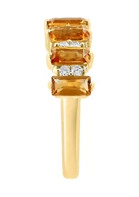 14K Yellow Gold Diamond Citrine Ring