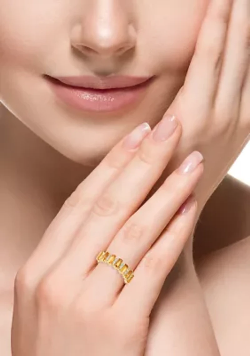 14K Yellow Gold Diamond Citrine Ring