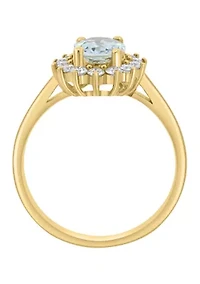 Aquamarine Diamond Ring in 14K Yellow Gold