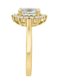 Aquamarine Diamond Ring in 14K Yellow Gold