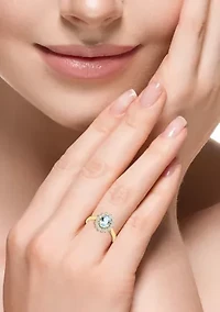 Aquamarine Diamond Ring in 14K Yellow Gold