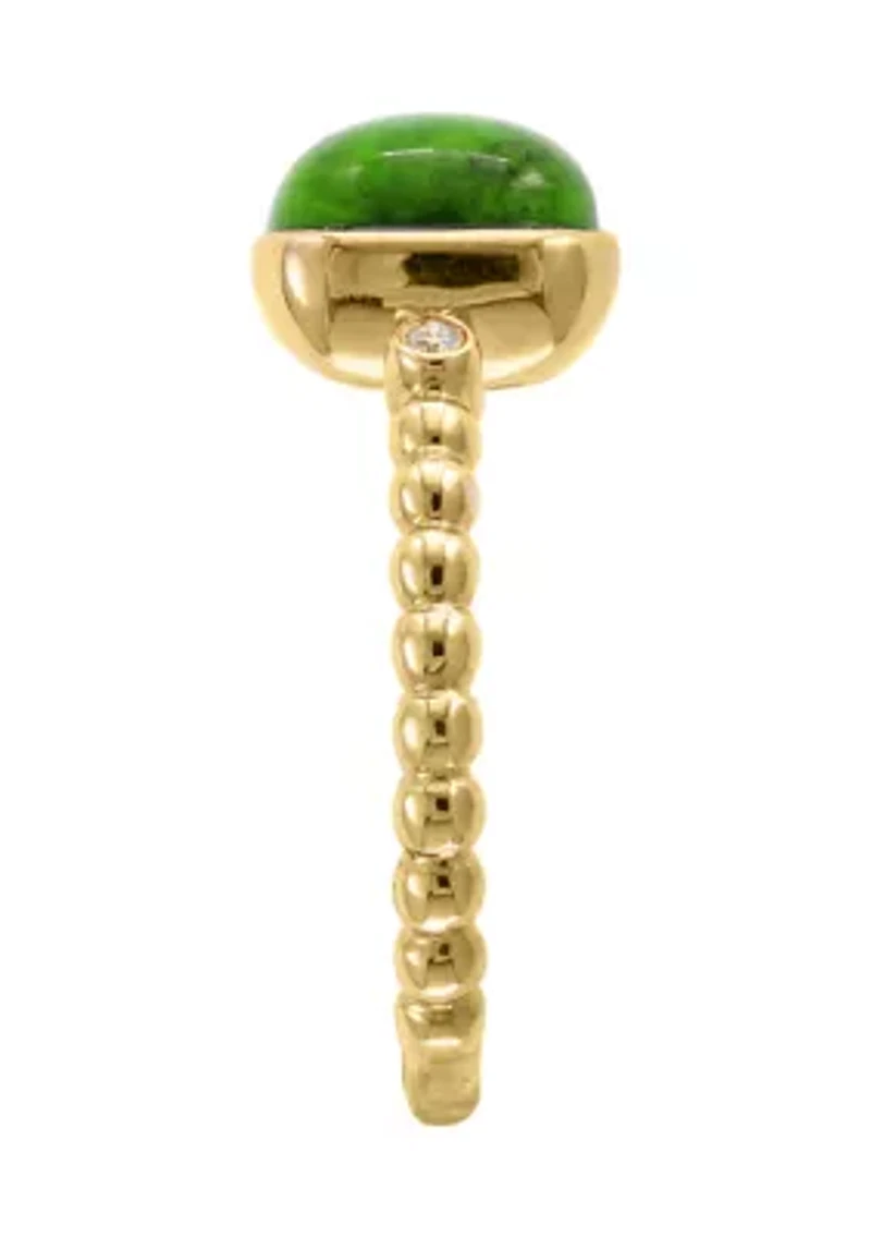 1/10 ct. t.w. Diamond and 3.15 ct. t.w. Green Jade Ring in 14K Yellow Gold 