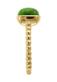 1/10 ct. t.w. Diamond and 3.15 ct. t.w. Green Jade Ring in 14K Yellow Gold 
