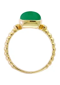 1/10 ct. t.w. Diamond and 3.15 ct. t.w. Green Jade Ring in 14K Yellow Gold 