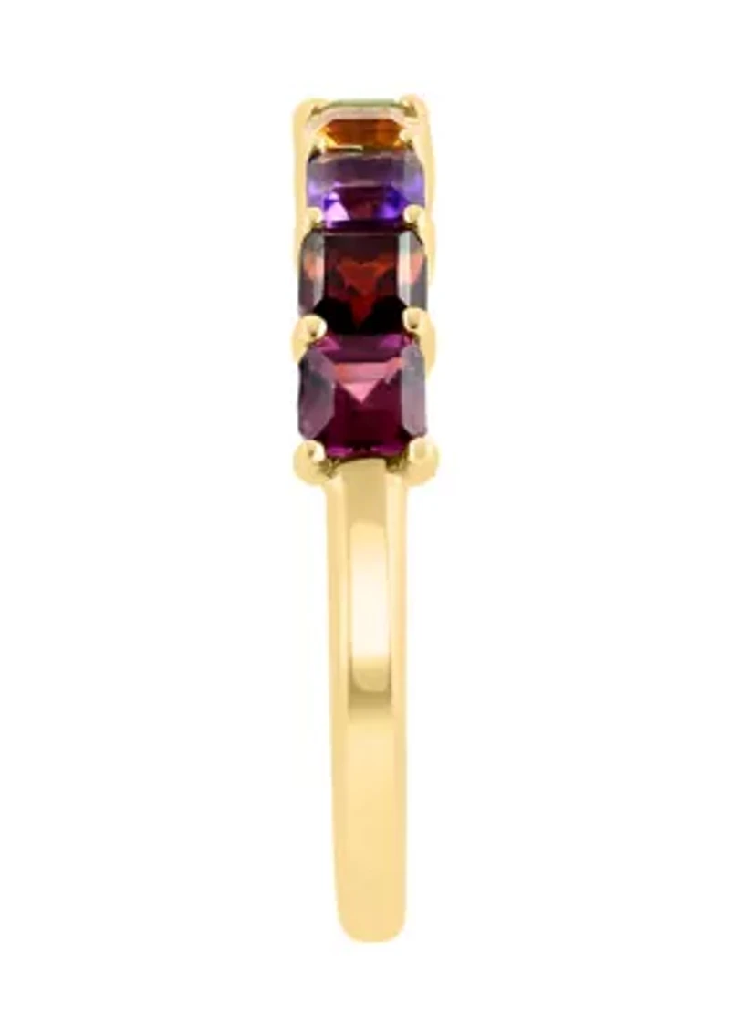 Amethyst, Blue Topaz, Citrine, Garnet, Rhodolite, and Peridot Ring in 14K Yellow Gold
