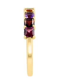 Amethyst, Blue Topaz, Citrine, Garnet, Rhodolite, and Peridot Ring in 14K Yellow Gold