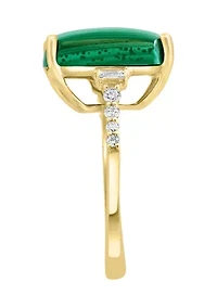14K Yellow Gold Diamond, Malachite Ring