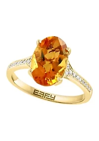 1/8 ct. t.w. Diamond, 3.15 Citrine Ring 14K Yellow Gold