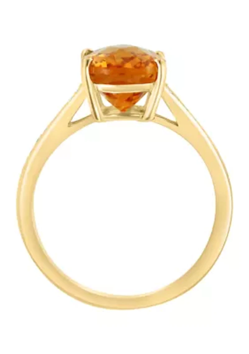 1/8 ct. t.w. Diamond, 3.15 Citrine Ring 14K Yellow Gold