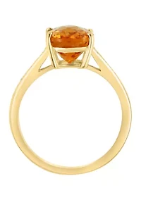 1/8 ct. t.w. Diamond, 3.15 Citrine Ring 14K Yellow Gold