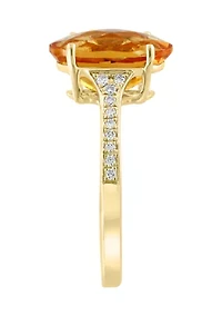 1/8 ct. t.w. Diamond, 3.15 Citrine Ring 14K Yellow Gold