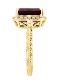 1/4 ct. t.w. Diamond and Garnet Ring in 14K Yellow Gold