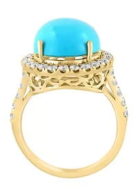 7/8 ct. t.w. Diamond, 6.35 Turquoise Ring 14K Yellow Gold