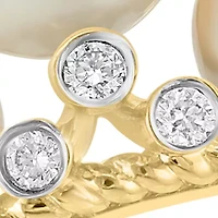 14K Yellow Gold Diamond Fresh Water Pearl Ring