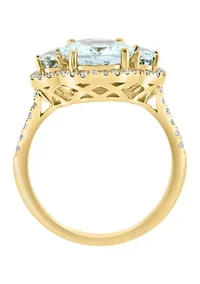1/3 ct. t.w. Diamond, 3.5 ct. t.w. Aquamarine Ring in 14K Yellow Gold