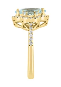 1/3 ct. t.w. Diamond, 3.5 ct. t.w. Aquamarine Ring in 14K Yellow Gold