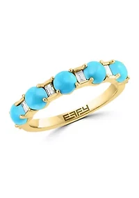 1/6 ct. t.w. Diamond, 1.3 ct. t.w. Turquoise Ring in 14K Yellow Gold