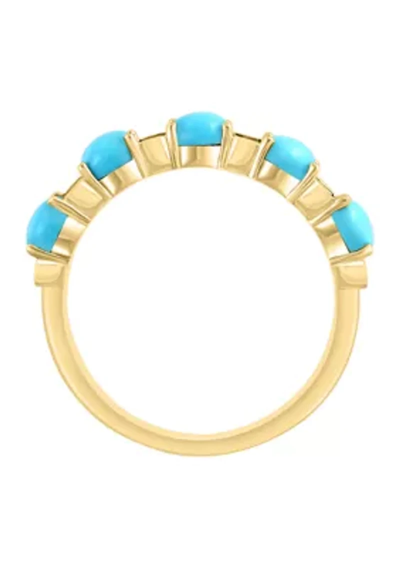 1/6 ct. t.w. Diamond, 1.3 ct. t.w. Turquoise Ring in 14K Yellow Gold