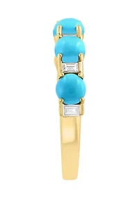 1/6 ct. t.w. Diamond, 1.3 ct. t.w. Turquoise Ring in 14K Yellow Gold