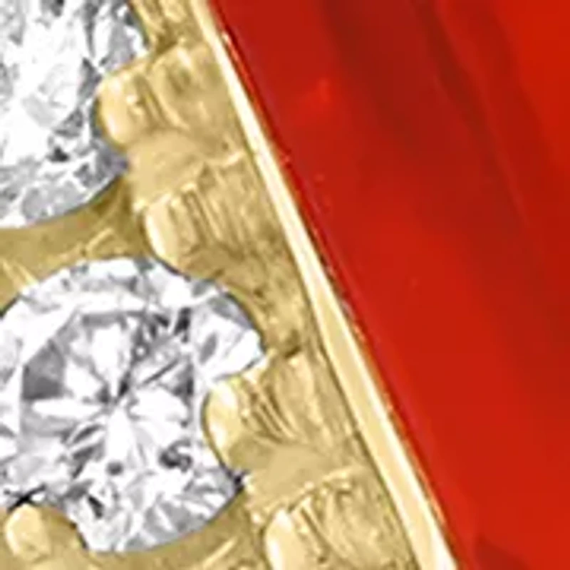 Diamond and Mexican Fire Opal Ring in 14K Yellow Gold