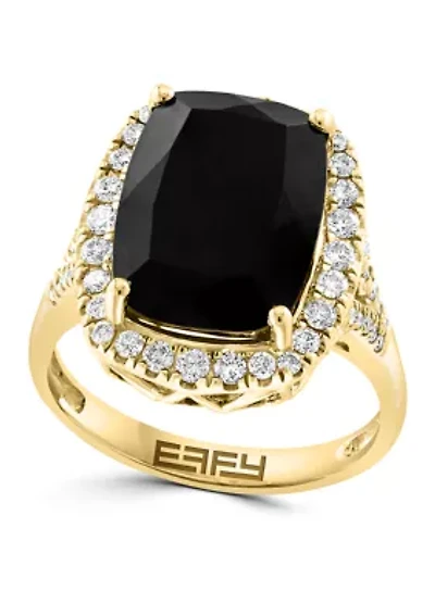 0.51 ct. t.w. Diamond, 6.85 Onyx Ring 14K Yellow Gold