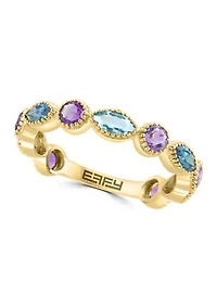 1.35 ct. t.w. Amethyst, Blue Topaz, London Blue Topaz Ring in 14K Yellow Gold