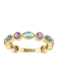 1.35 ct. t.w. Amethyst, Blue Topaz, London Blue Topaz Ring in 14K Yellow Gold