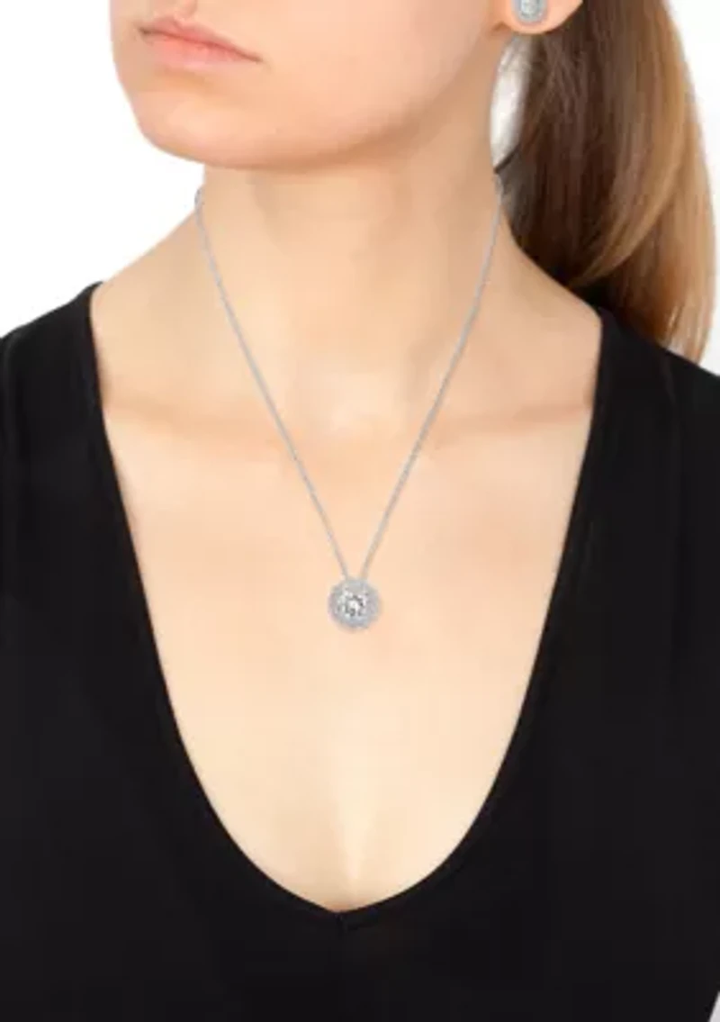 925 Sterling Silver Diamond, White Topaz Set