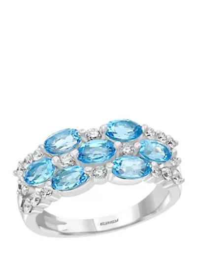 3/8 ct. t.w. Diamond and 2 ct. t.w. Blue Topaz Ring in 14K White Gold 