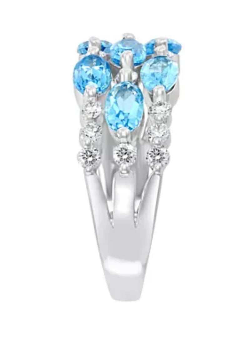 3/8 ct. t.w. Diamond and 2 ct. t.w. Blue Topaz Ring in 14K White Gold 
